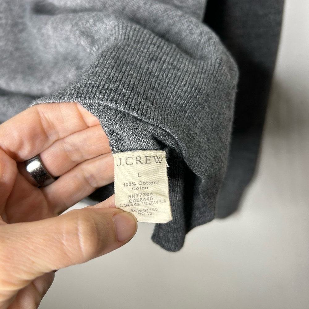 J.Crew Men's Cotton Sweater Large Crew Neck Sweater Gray Melange - Picture 3 of 5